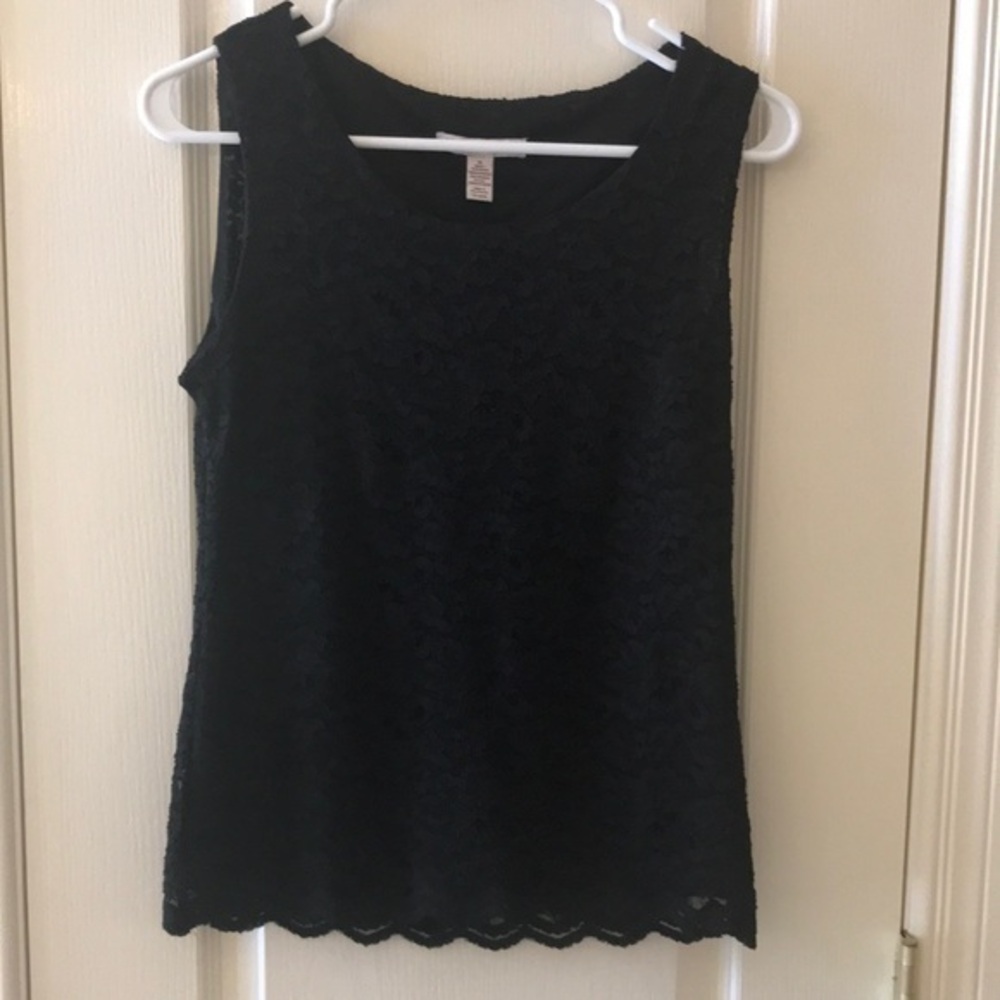 JM Collection Brand new black lace top Sz M/Petite